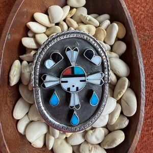 Vintage Sunface Sterling Silver Cuff